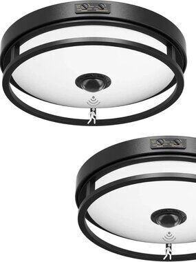 LED Motion Sensor Outdoor Ceiling Light 2-Pack – 12” Flush Mount